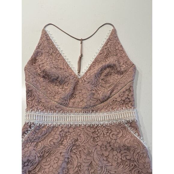 Stylestalker Size Small Pink Lace Romper Plunge Pockets Coquette Romantic Boho - Picture 3 of 8
